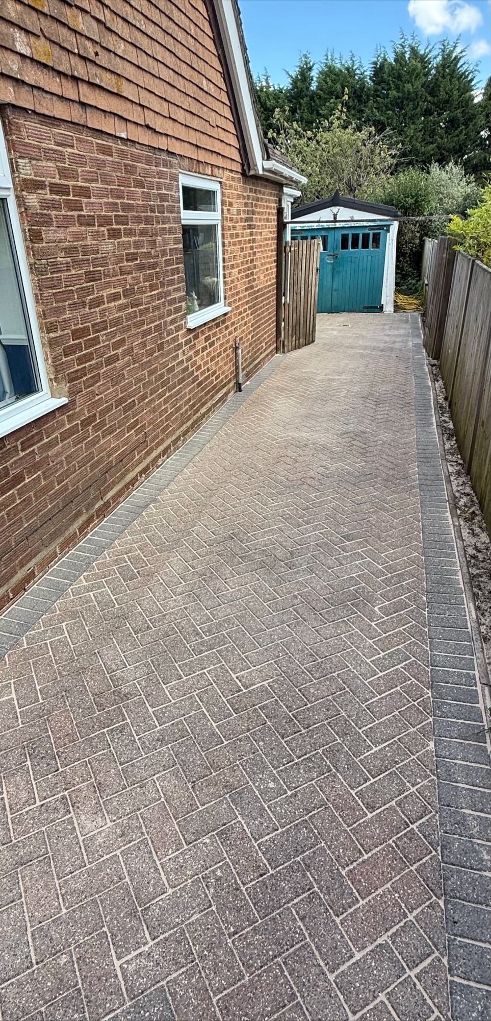 Sparkling clean blocked paving driveway after professional jet washing by JS Jets in Hertfordshire